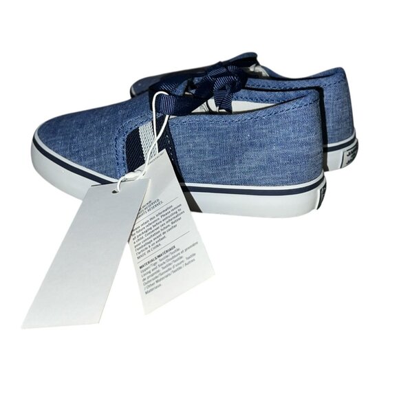 Janie & Jack Chambray Stripe Slip On Sneaker Sz 8 Unisex Blue Denim - Picture 10 of 10